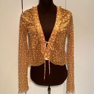 Free people Marne tie front crop cardigan stars pattern S